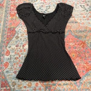 y2k polkadot milkmaid peasant top